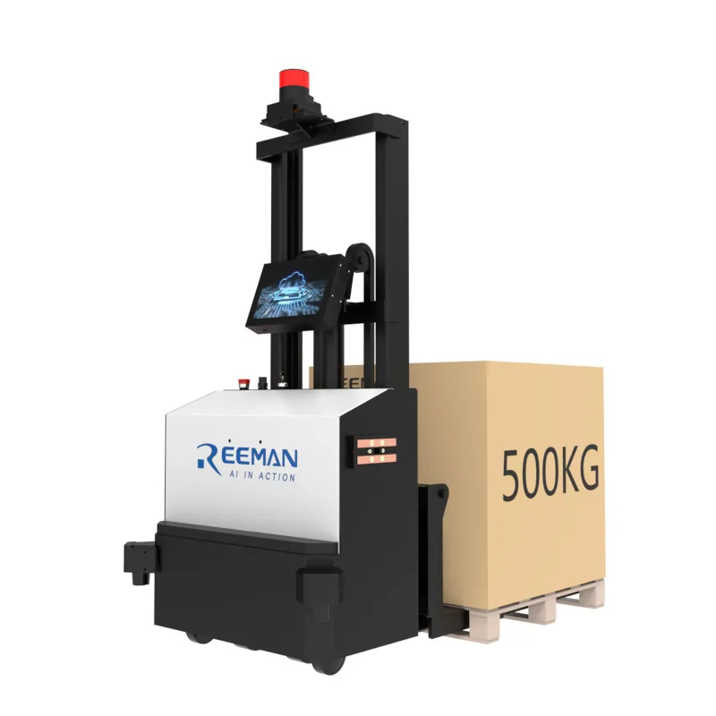 Ruiman navegación autónoma mini carretilla elevadora no tripulada 500 kg carga y descarga apilamiento apilador eléctrico distribución de almacén 4