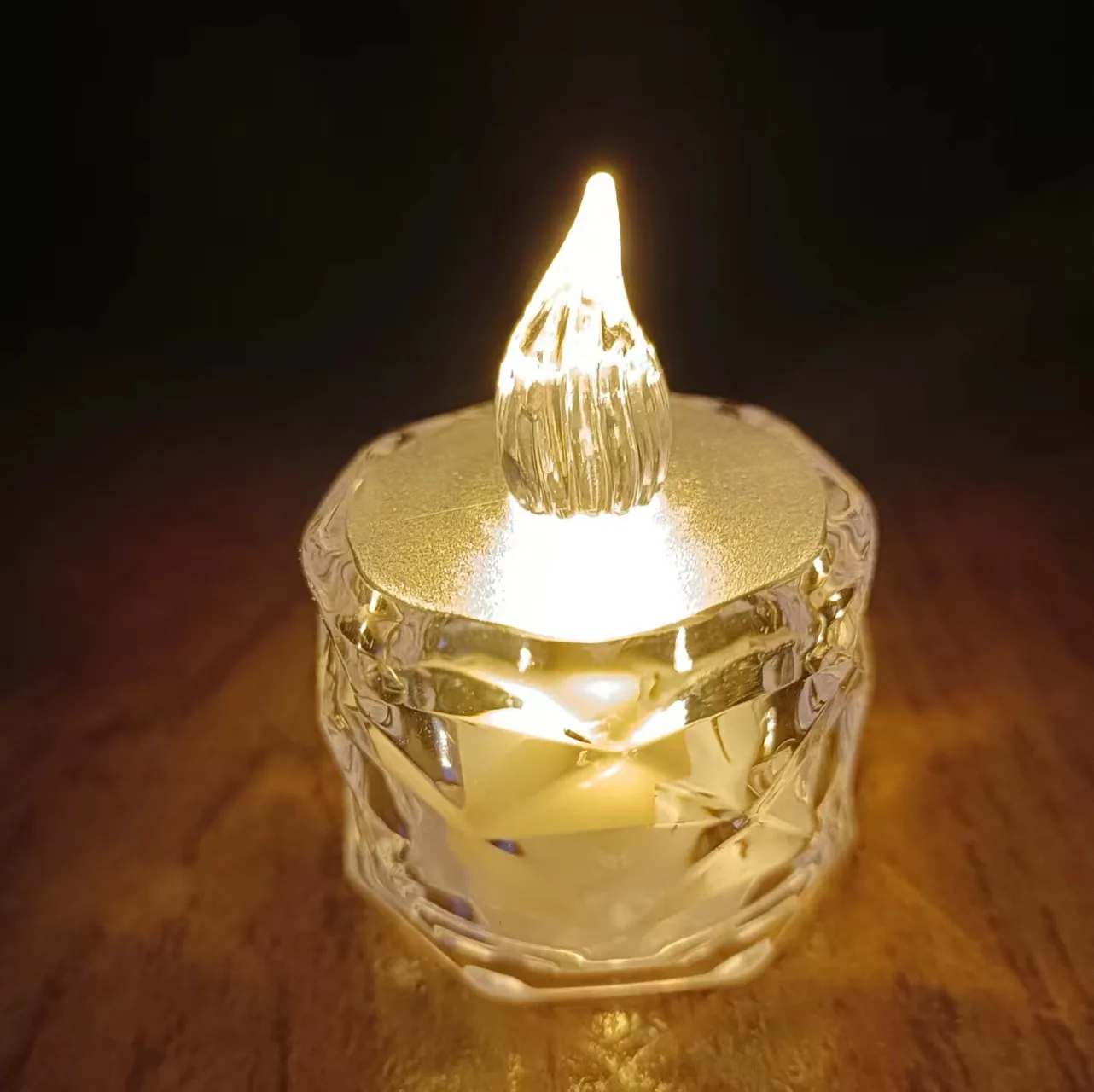 Electronic Candle LED Tea Wax Wedding Birthday Posing Picture Candle Light Transparent Prismatic Electronic Light Candle Light