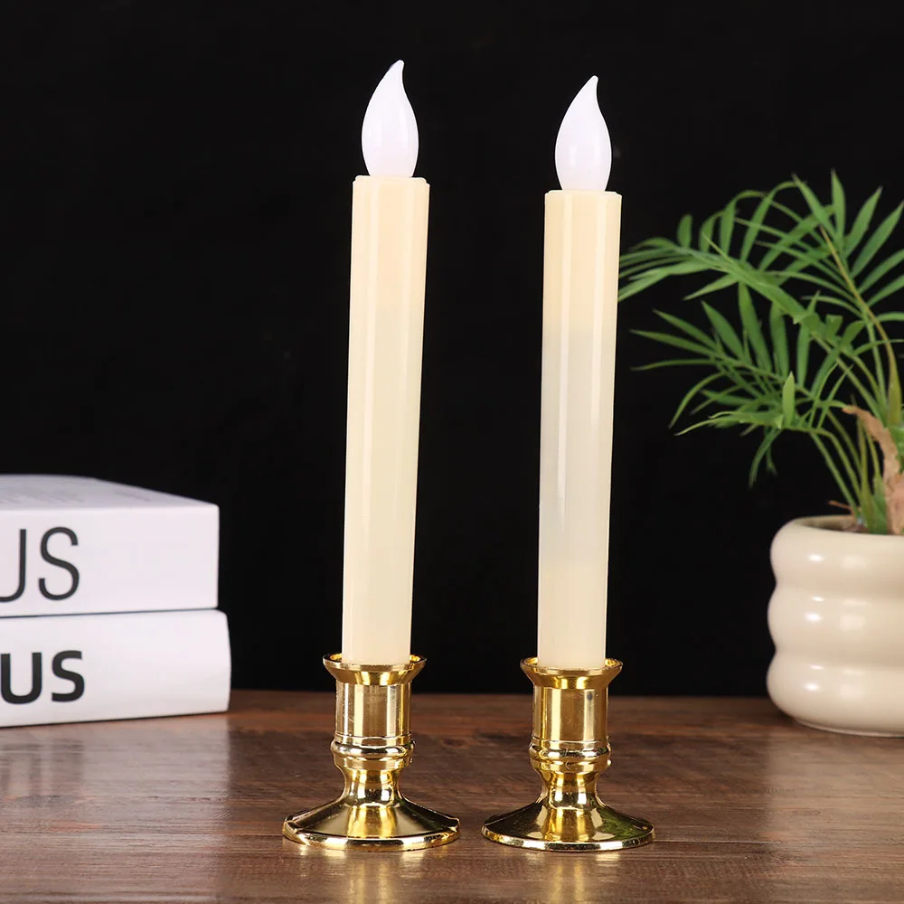 Long pole led electronic candle light smokeless simulated flame head red candle church wedding atmosphere decoration props 4