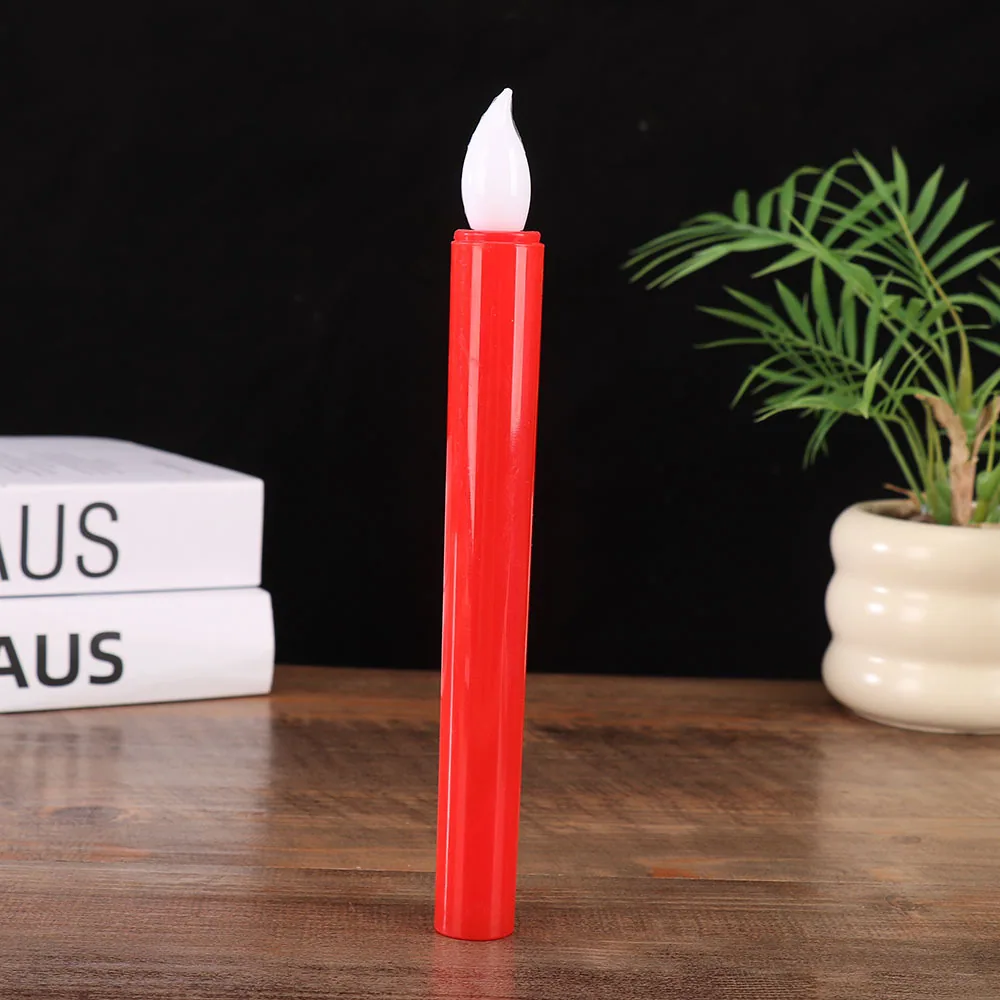 Long pole led electronic candle light smokeless simulated flame head red candle church wedding atmosphere decoration props