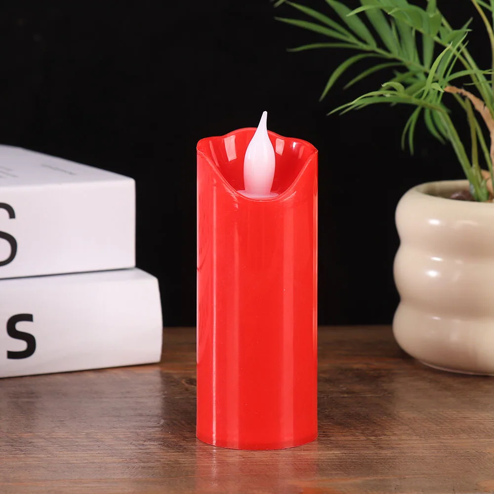 Simulated flame led electronic candle New Year Christmas decoration red festive large plastic candle light wholesale 2