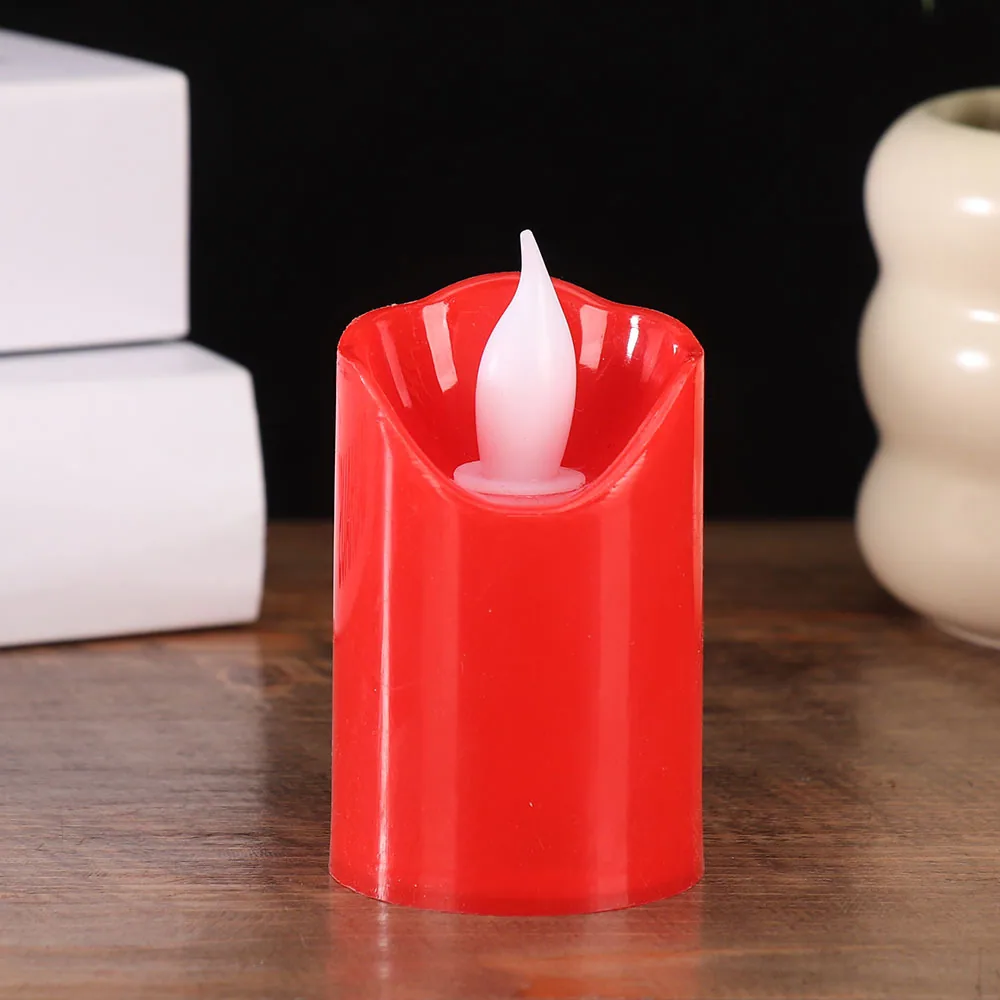 Simulated flame led electronic candle New Year Christmas decoration red festive large plastic candle light wholesale