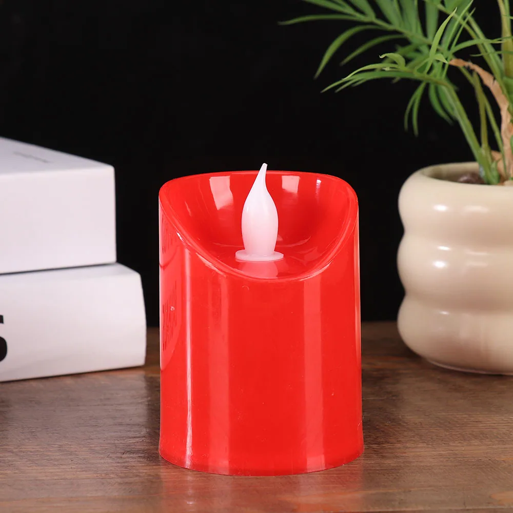 Simulated flame led electronic candle New Year Christmas decoration red festive large plastic candle light wholesale 3