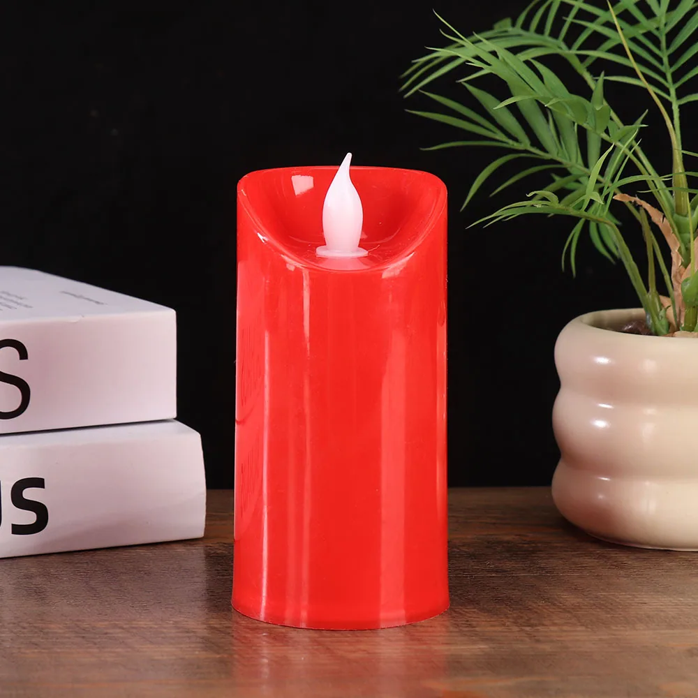 Simulated flame led electronic candle New Year Christmas decoration red festive large plastic candle light wholesale 5