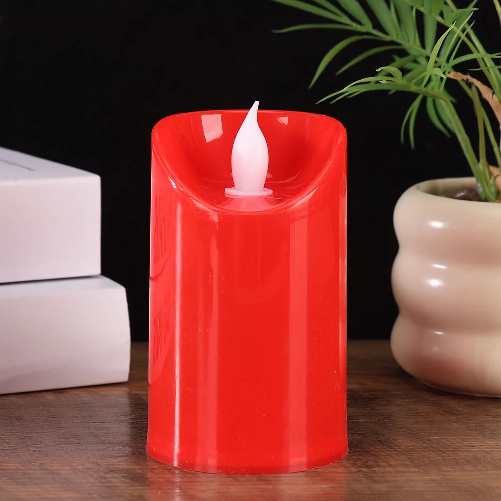 Simulated flame led electronic candle New Year Christmas decoration red festive large plastic candle light wholesale 4