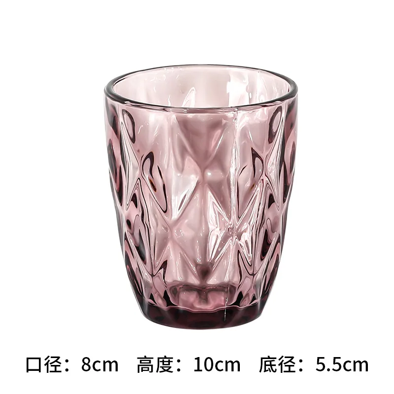Wholesale Diamond Household Glass Water Cups Colorful Thickened Juice Cups Hotel Hotel Mouthwash Cups Couple Toothbrush Cups 5