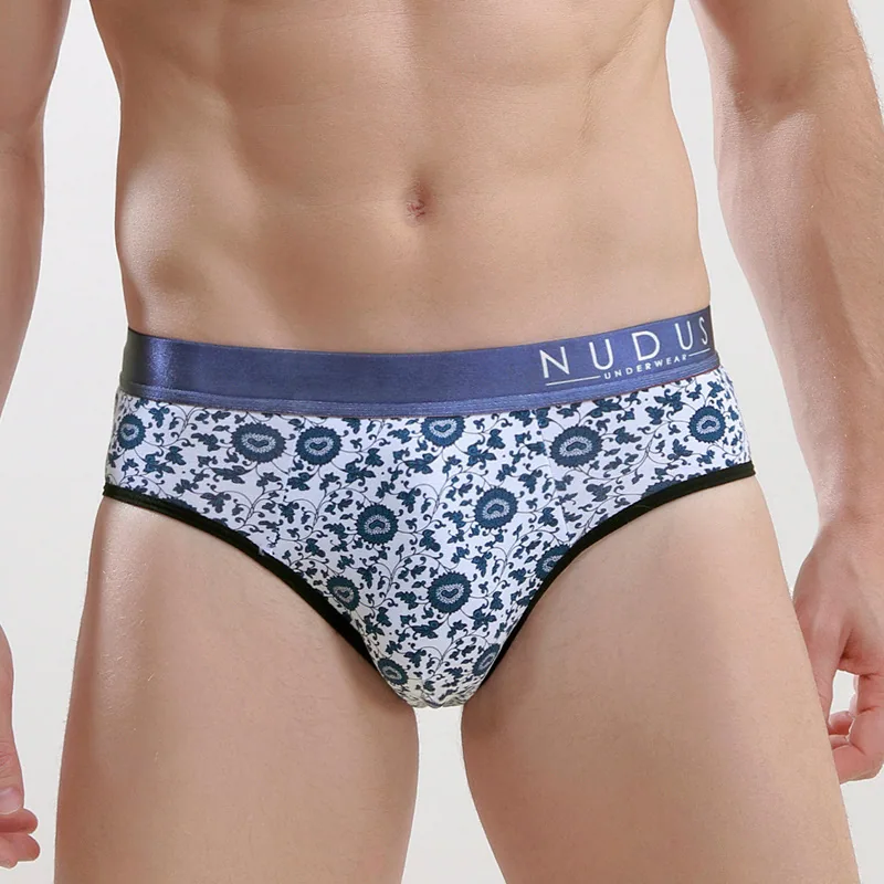 Factory direct sales 2024 new cotton blue and white porcelain briefs Chinese fashion men's short panties head one piece dropship 3