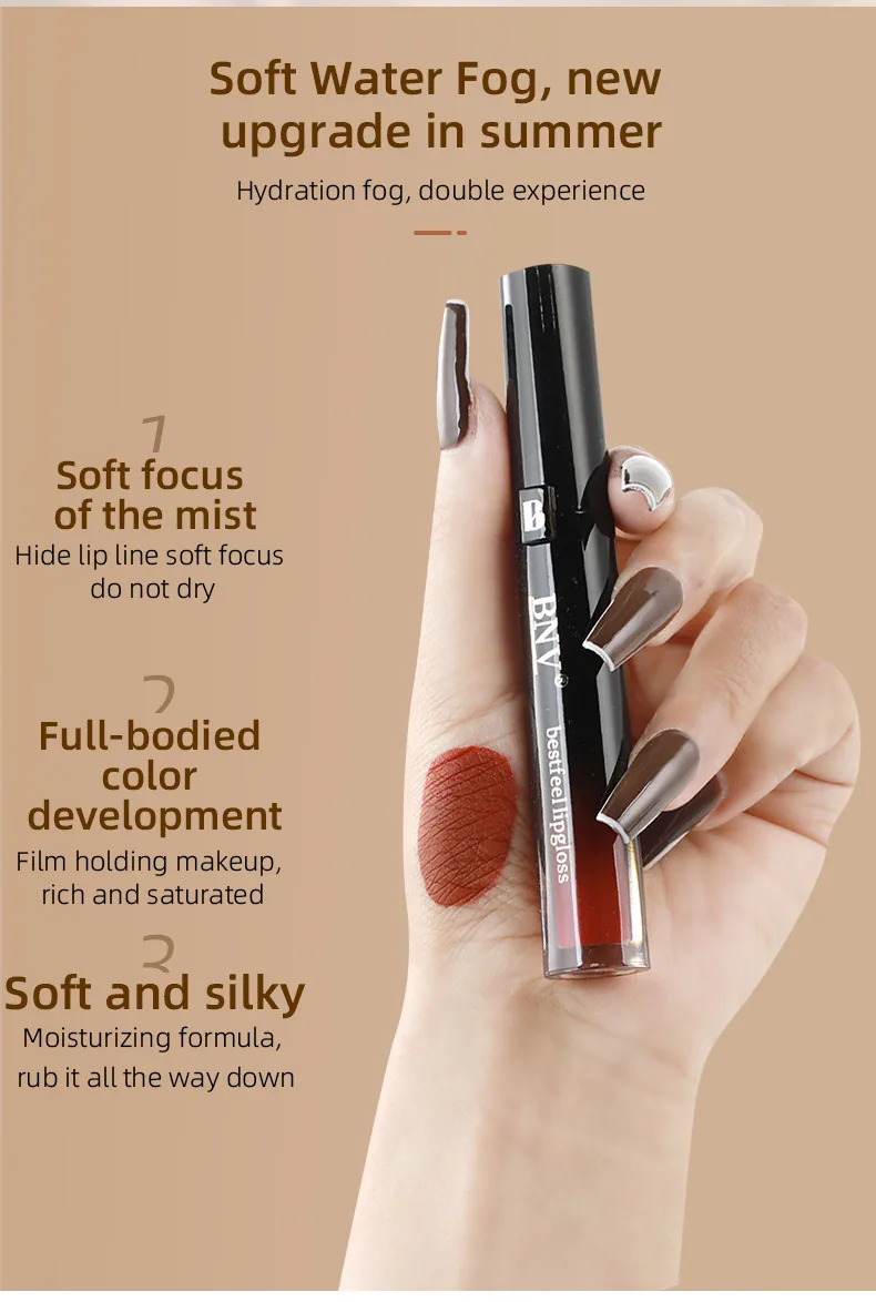 BNV non-stick cup lip stain size and packaging display, unit pcs, ideal for wholesale B2B lip gloss orders