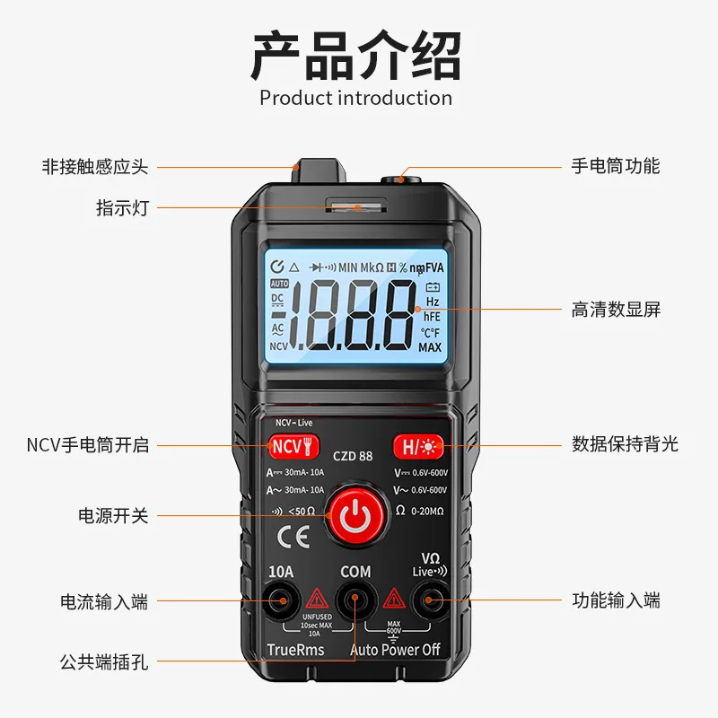 Grenzüberschreitendes Direktversorgungs-Amperemeter, intelligentes Mini-Multifunktionsmultimeter, hochpräzises digitales Messgerät für Elektriker 4