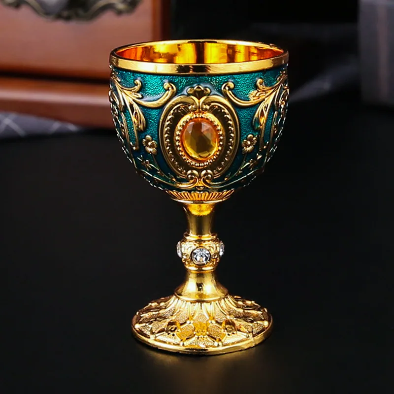 European high-end metal wine cup sip cup 30ml liquor glass creative home retro glass liquor wine glass 10