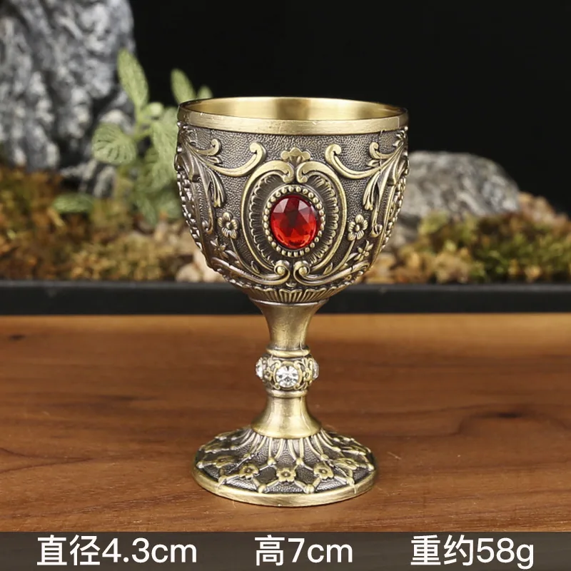 European high-end metal wine cup sip cup 30ml liquor glass creative home retro glass liquor wine glass 8