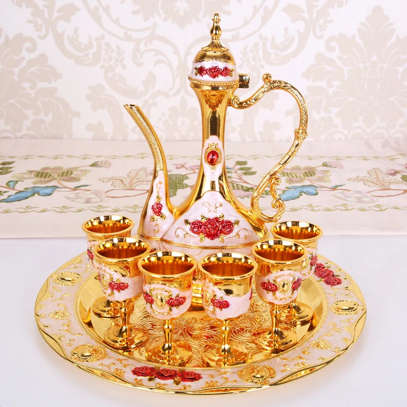 Barware Set Liquor Glass European Vintage Creative Wedding Gift Metal Russian Wine Jug Household Ornament 6