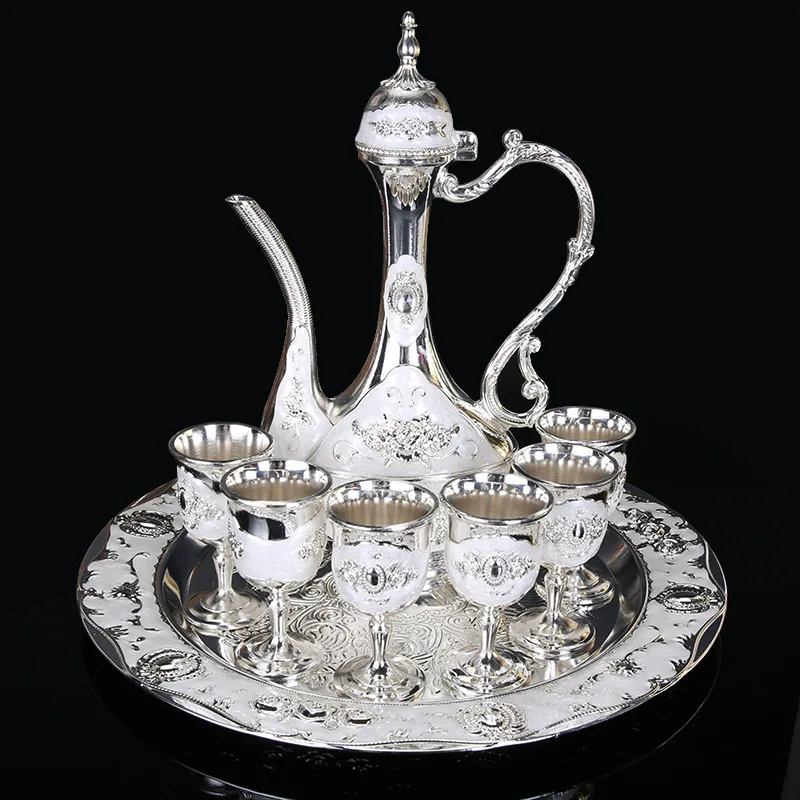 Barware Set Liquor Glass European Vintage Creative Wedding Gift Metal Russian Wine Jug Household Ornament 3