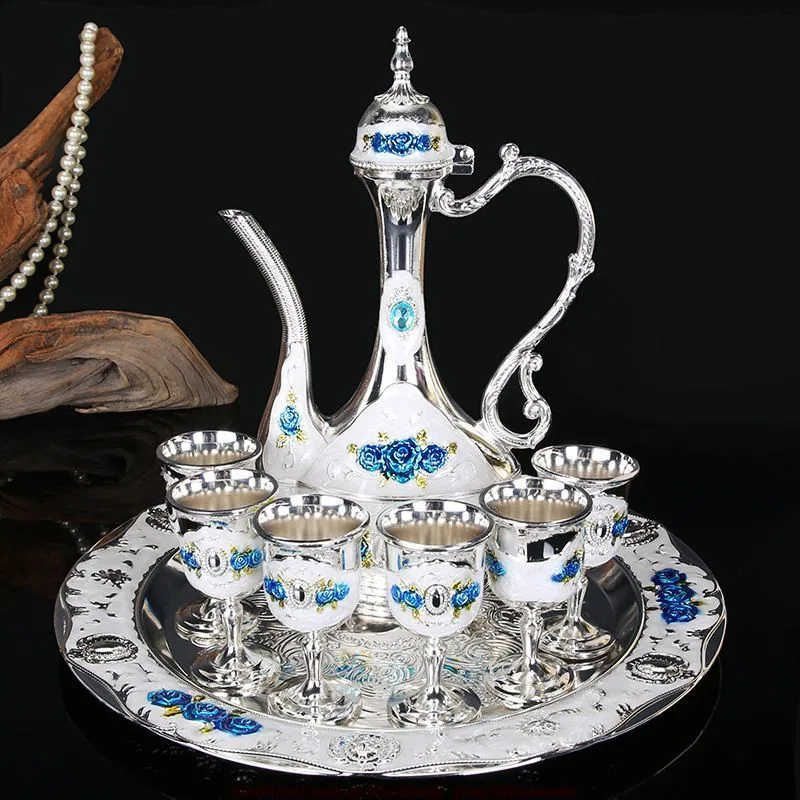Barware Set Liquor Glass European Vintage Creative Wedding Gift Metal Russian Wine Jug Household Ornament 4
