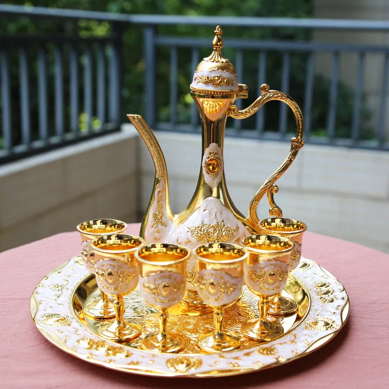 Barware Set Liquor Glass European Vintage Creative Wedding Gift Metal Russian Wine Jug Household Ornament 7
