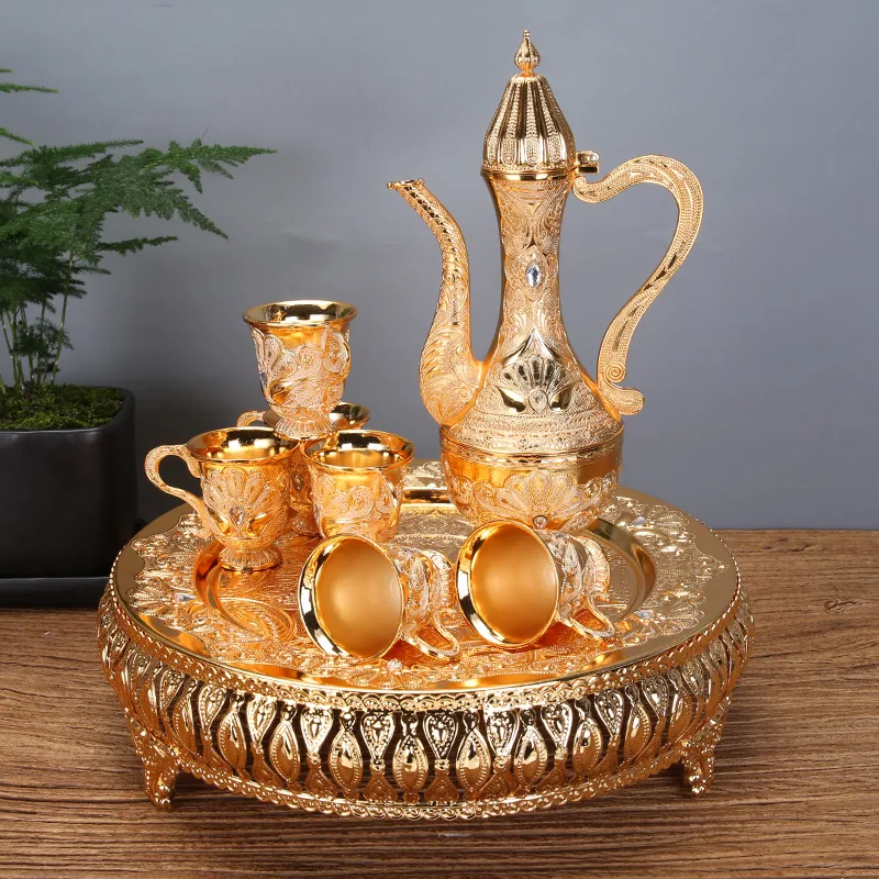 White wine glass set creative home European wine set shot glass metal wine jug dispenser high-end Russian wine jug