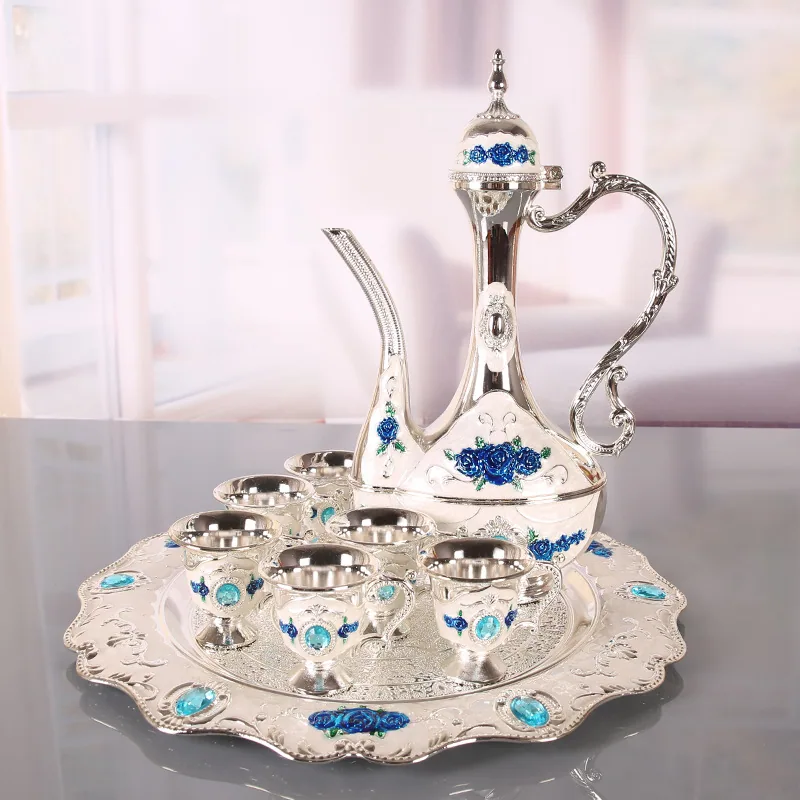 Liquor wine set high-end gift box Antique enamel hand-painted 8-piece set of alloy European wine glass wedding ornaments 11