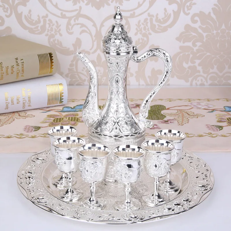 European Russian vintage court creative barware set home wedding metal gift wine jug set ornaments 6