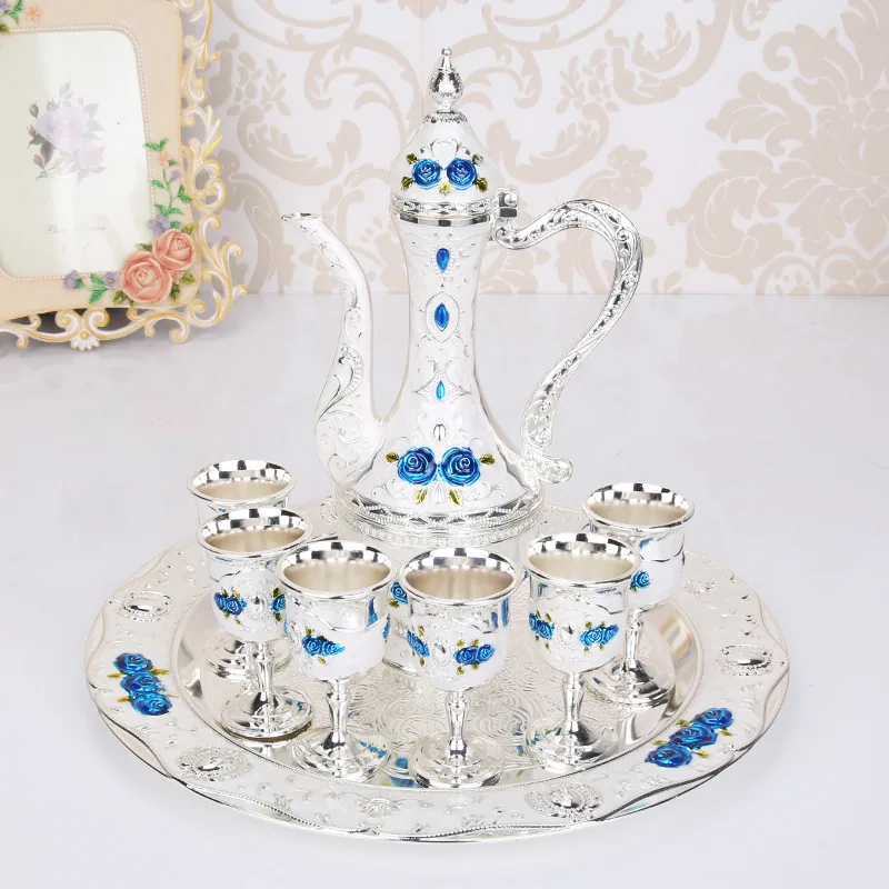 European Russian vintage court creative barware set home wedding metal gift wine jug set ornaments 3