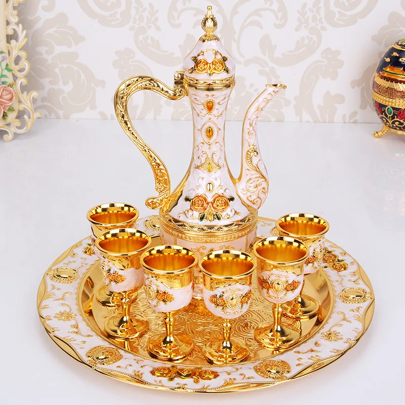 European Russian vintage court creative barware set home wedding metal gift wine jug set ornaments 5