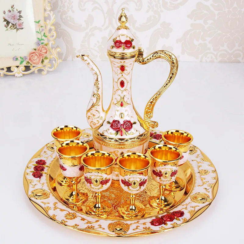European Russian vintage court creative barware set home wedding metal gift wine jug set ornaments