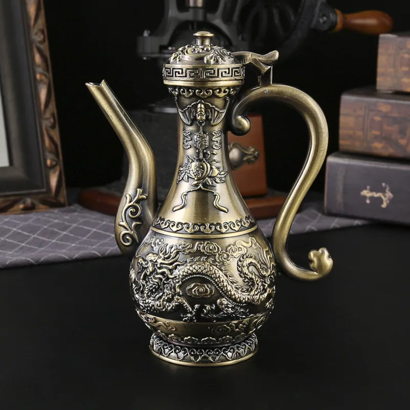 Chinese liquor wine set home creative bronze Baifu retro high-end wine jug wine glass gift ornament 4