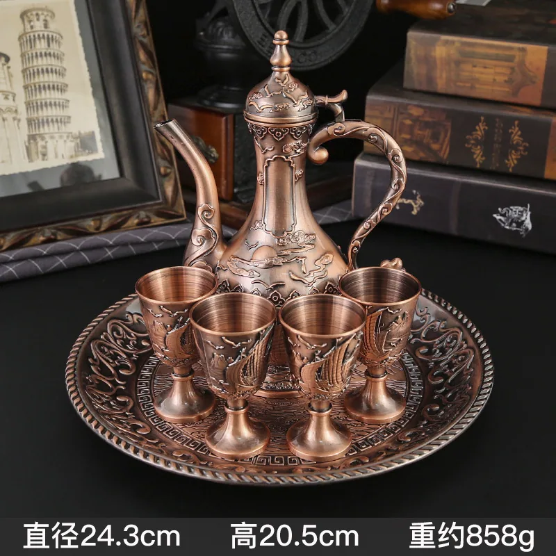 smooth sailing, retro metal wine jug set, liquor glass, sip cup, creative European style home ornaments wholesale - Cup & Tumbler Holders 2