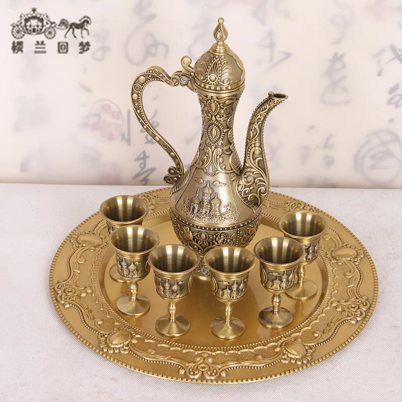 High-end Russian pewter barware bronze wine jugs wine glasses handicraft furnishings Classic pewter ornaments