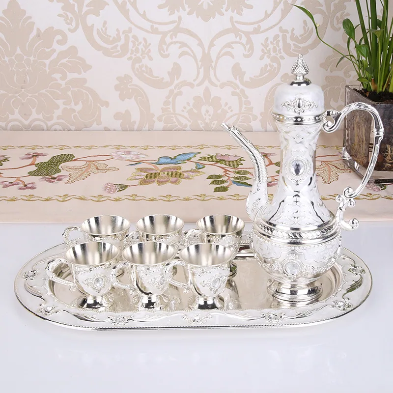 European Russian wine jug, metal wine jug, wine glass, creative alloy wine set exquisite gift home furnishings 6