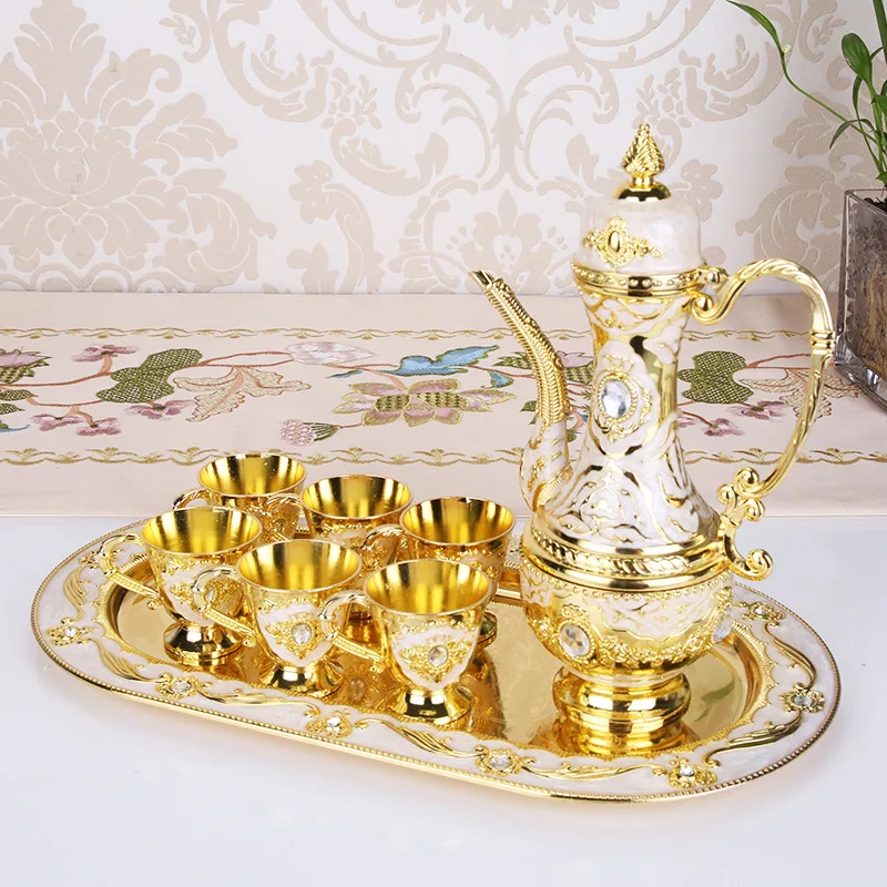 European Russian wine jug, metal wine jug, wine glass, creative alloy wine set exquisite gift home furnishings 4