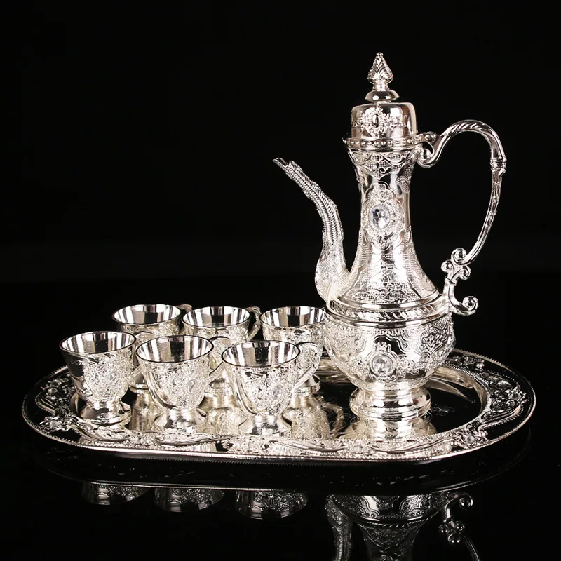 European Russian wine jug, metal wine jug, wine glass, creative alloy wine set exquisite gift home furnishings