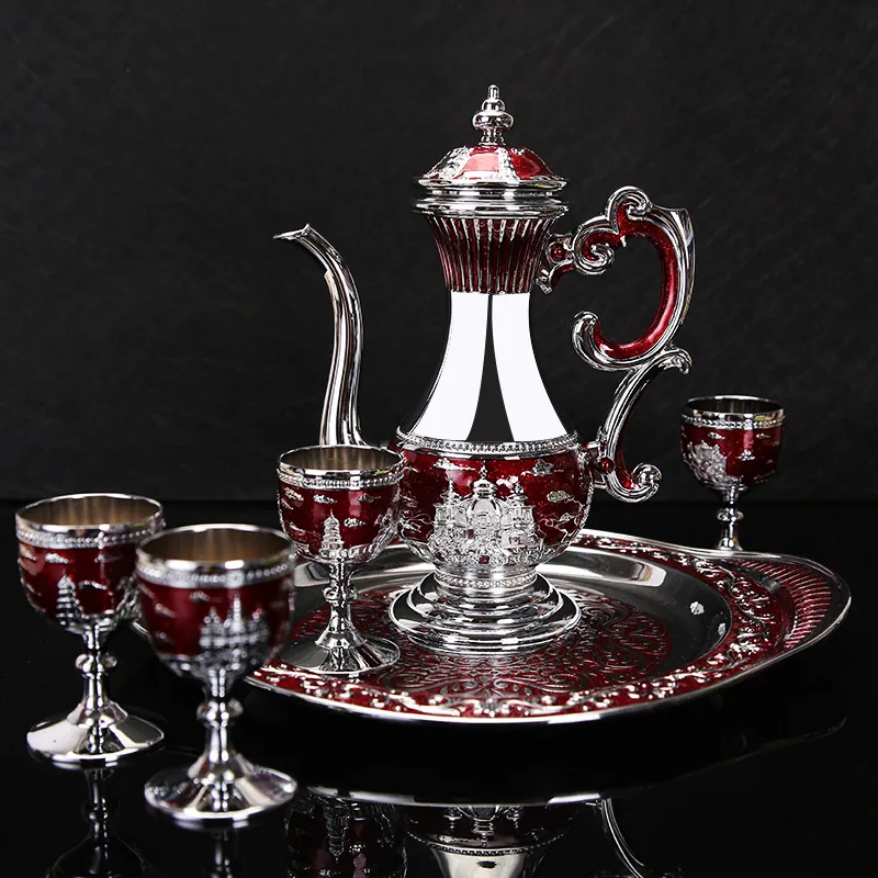 Wine set ancient style sake pot household white wine glass spirits ancient wine utensil goblet Chinese style court wine jug 3