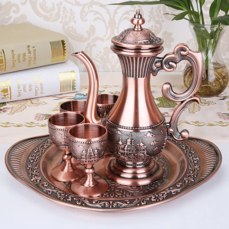 Wine set ancient style sake pot household white wine glass spirits ancient wine utensil goblet Chinese style court wine jug 2