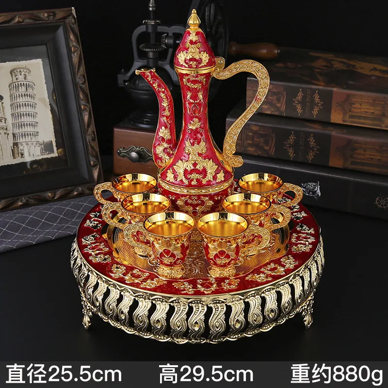 European style light luxury pattern wine set home desktop wine jug ornament decoration liquor dispensing wine glass wine jug gif 2
