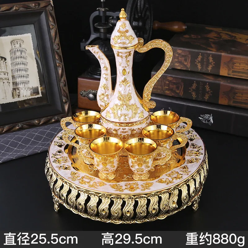 European style light luxury pattern wine set home desktop wine jug ornament decoration liquor dispensing wine glass wine jug