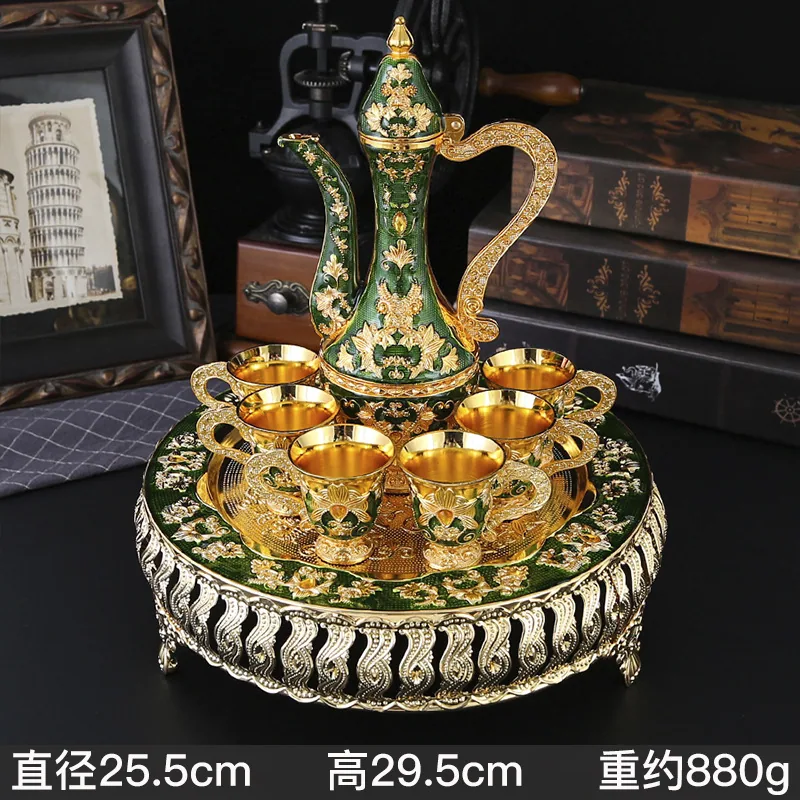 European style light luxury pattern wine set home desktop wine jug ornament decoration liquor dispensing wine glass wine jug gif 3