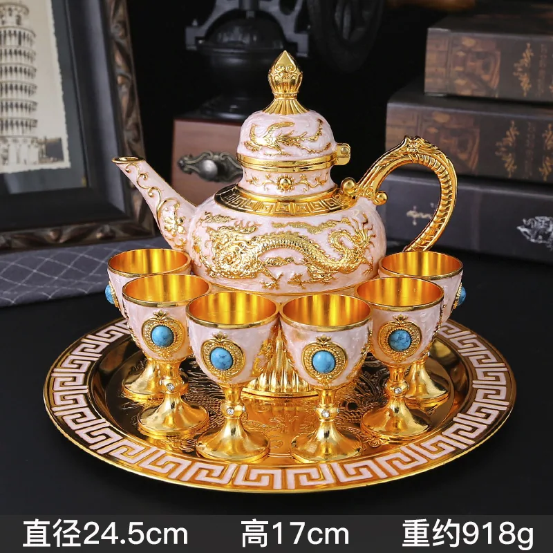 Chinese wine jug set large capacity wine jug household retro high-end liquor glass creative wedding liquor wine set ornaments