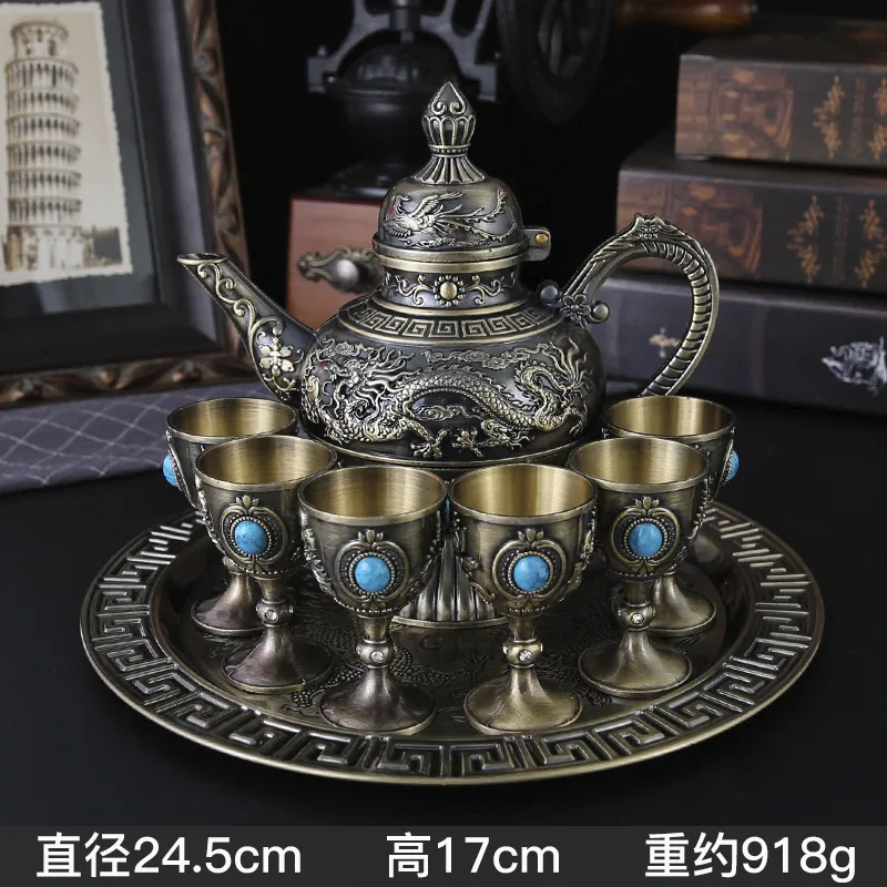 Chinese wine jug set large capacity wine jug household retro high-end liquor glass creative wedding liquor wine set ornaments 3
