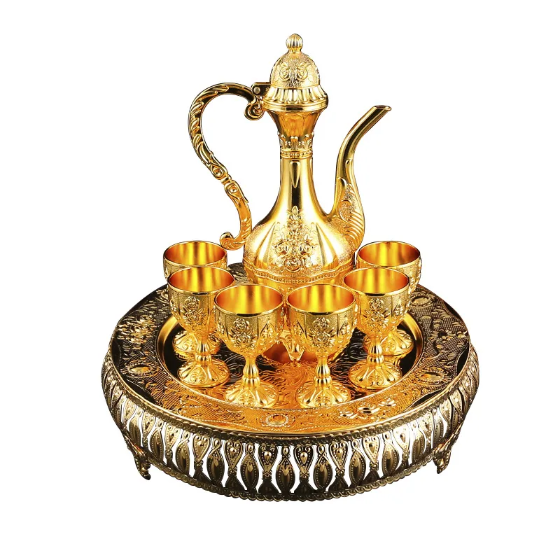 High-end European wine set metal material hotel home gold wine jug wine glass banquet supplies factory direct supply 5