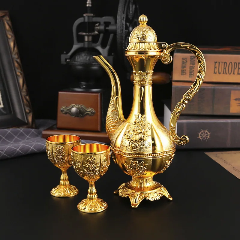 High-end European wine set metal material hotel home gold wine jug wine glass banquet supplies factory direct supply 4