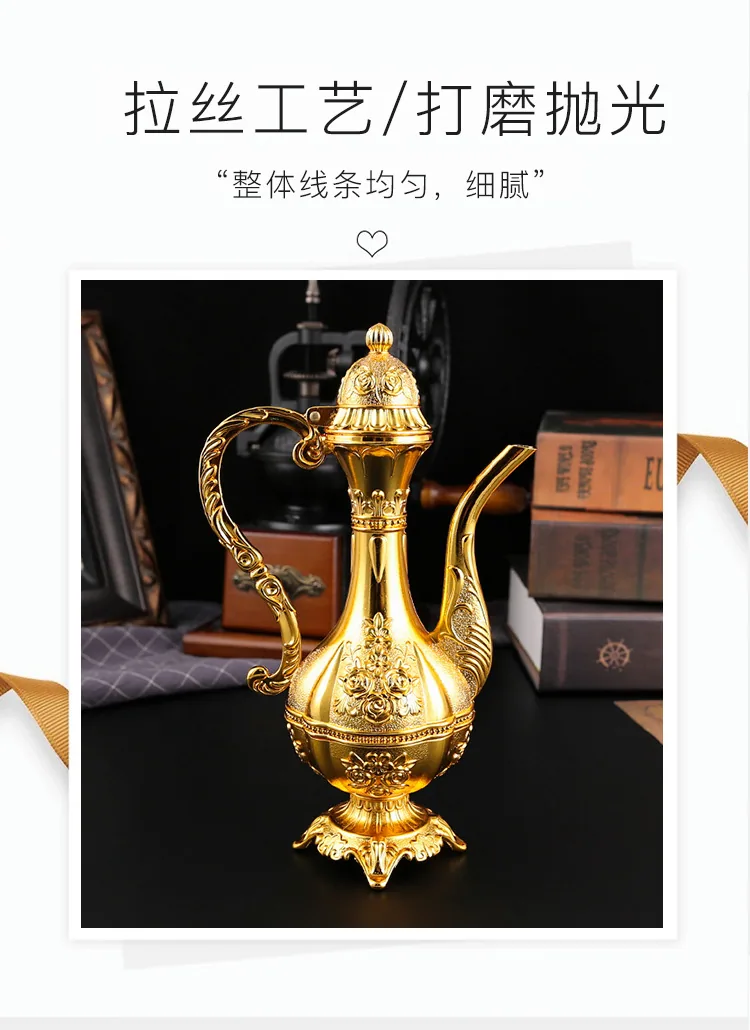 High-end European wine set metal material hotel home gold wine jug wine glass banquet supplies factory direct supply 14