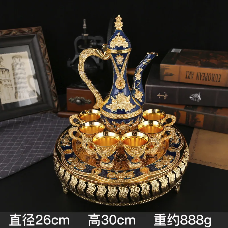 European style household liquor wine set court style light luxury retro wedding metal gift wine pot set ornaments 2