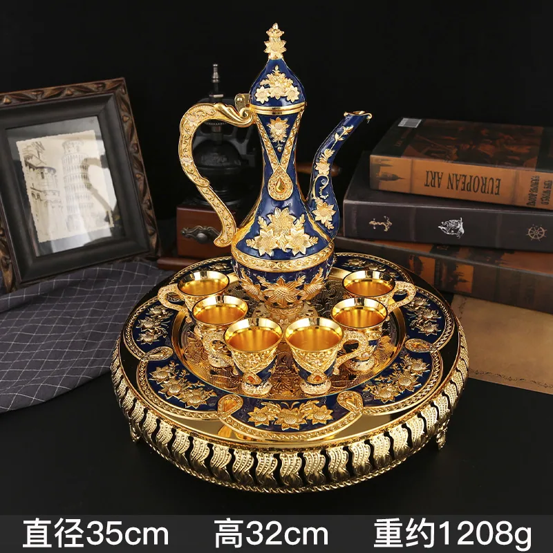 European style household liquor wine set court style light luxury retro wedding metal gift wine pot set ornaments 4
