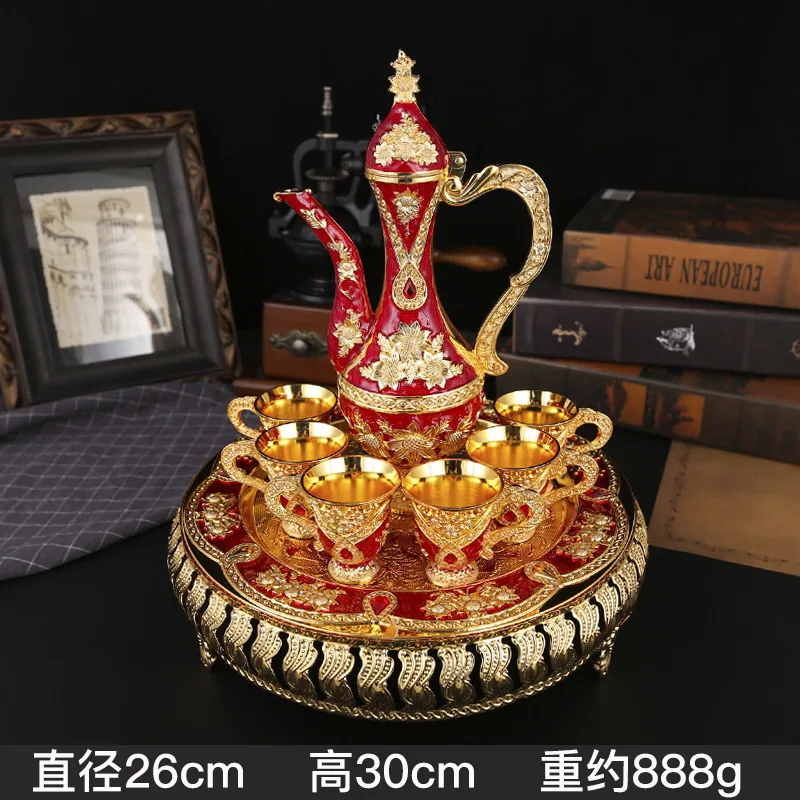 European style household liquor wine set court style light luxury retro wedding metal gift wine pot set ornaments