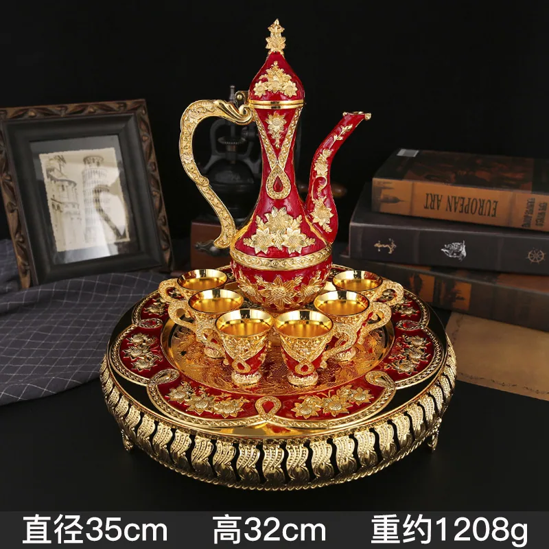 European style household liquor wine set court style light luxury retro wedding metal gift wine pot set ornaments 3