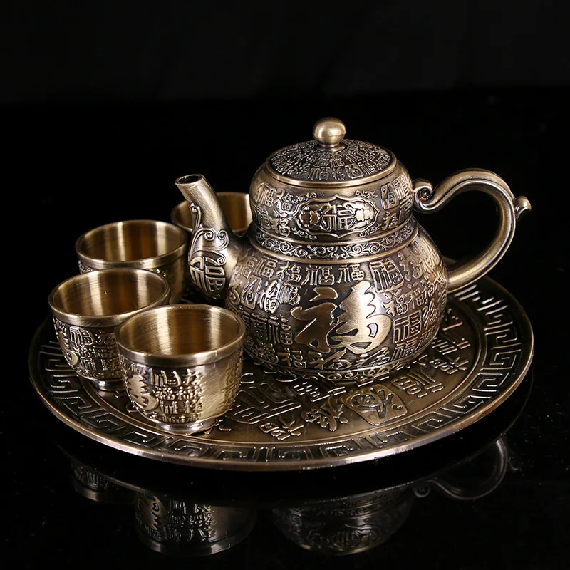 Baifu tea set handmade silver tea set teapot fair cup silver cup large set teacup teapot tea tray 2