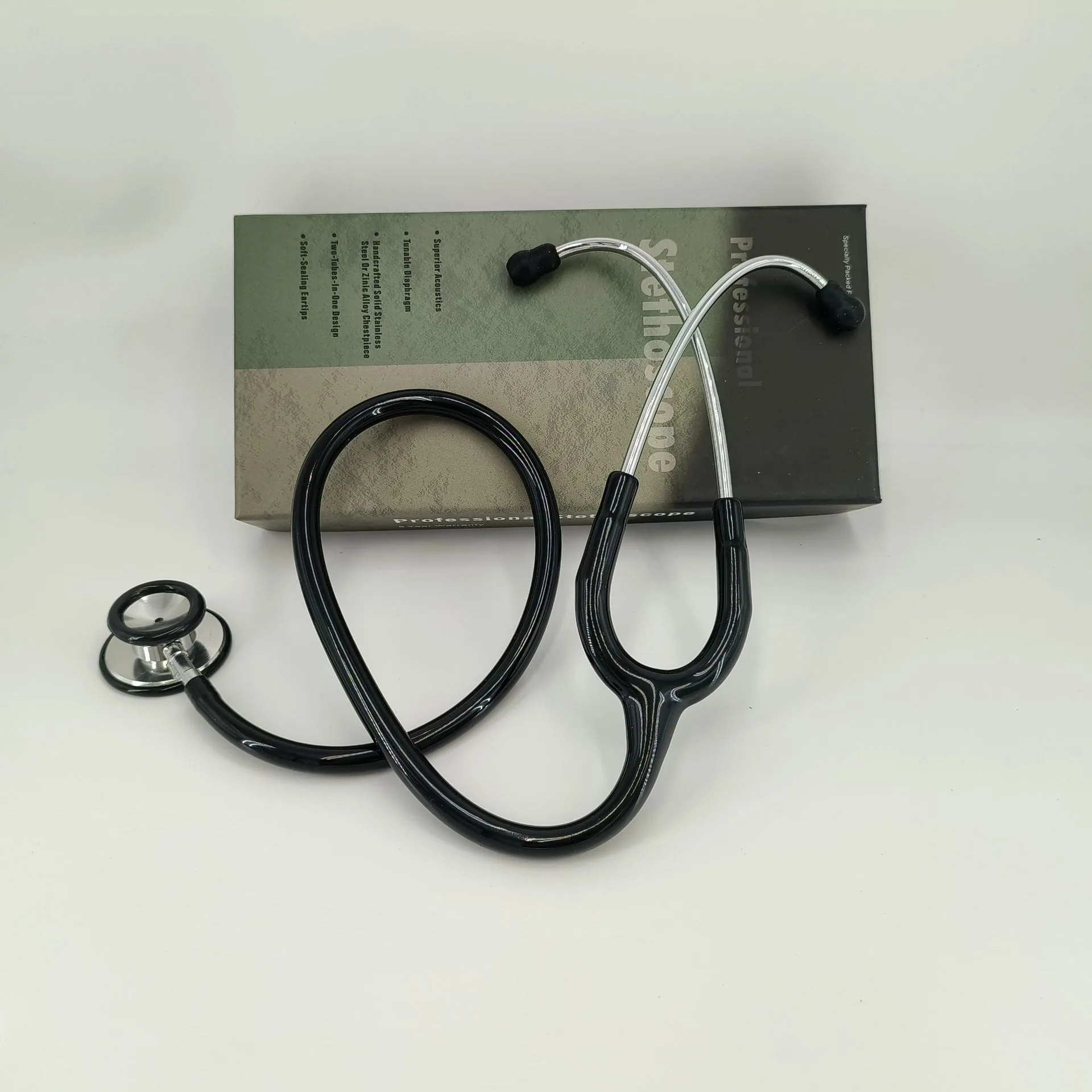 Luxury Adult Dual-Head Double-Sided Stethoscope, Membrane Stethoscope with Silver Head and Ear Hooks, Stethoscope Belt KT-105A - Garment Hooks 4