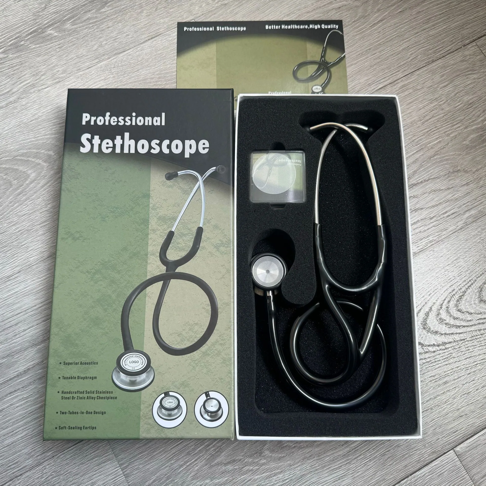 KT-119 foreign trade cross-border stainless steel stethoscope double-sided stethoscope silver ear hook cardiology stethoscope 3