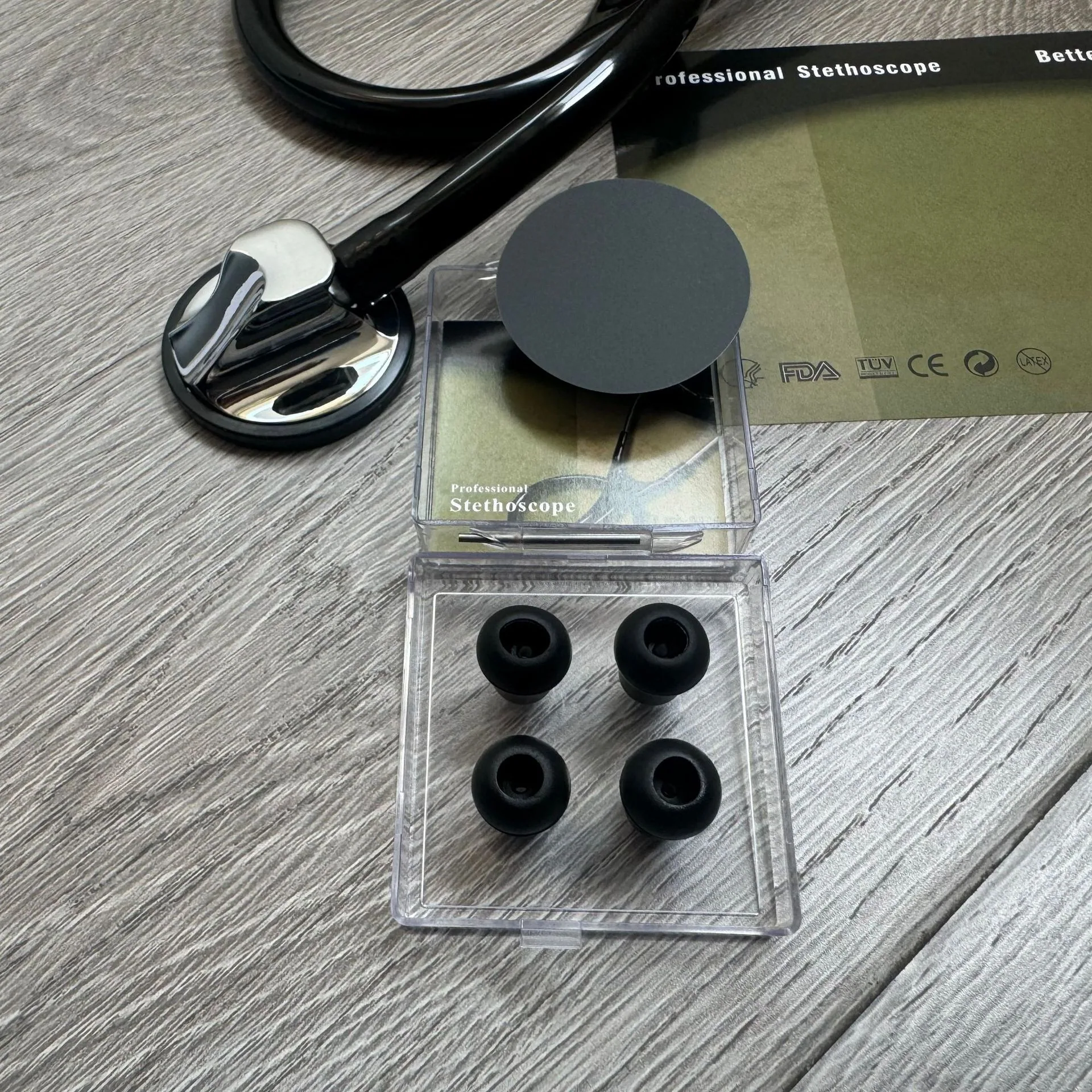 KT-118A foreign trade cross-border zinc alloy stethoscope single-sided adult stethoscope silver ear hook stethoscope 4