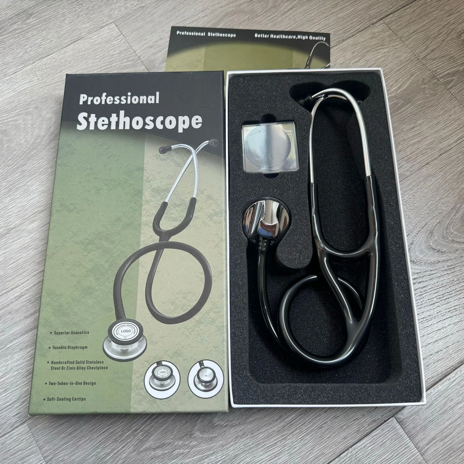KT-118A foreign trade cross-border zinc alloy stethoscope single-sided adult stethoscope silver ear hook stethoscope 3